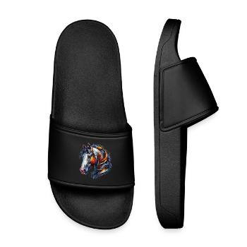 Horse - Kids’ Pool Sliders - black - Front