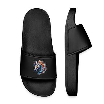 Horse - Kids’ Pool Sliders - black - Front