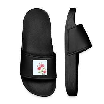 Flower - Kinder Badelatschen - Schwarz - Vorne