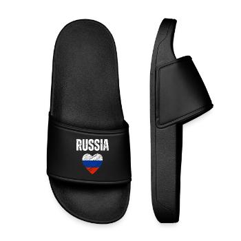 Ich liebe Russland, russische Flagge - Kinder Badelatschen - Schwarz - Vorne
