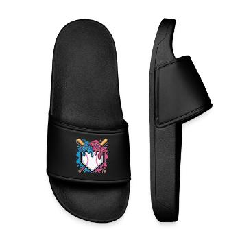 Plaque de baseball avec glace et pépites - Claquettes enfant - noir - Devant