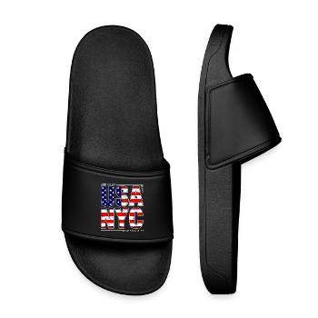 Graphiques de lettrage du drapeau des États-Unis à New York - Claquettes enfant - noir - Devant