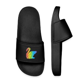 Rainbow Swan - Kids’ Pool Sliders - black - Front
