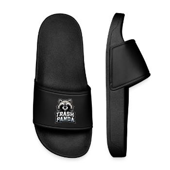 Trash Panda Raccoon Emblem - Kids’ Pool Sliders - black - Front