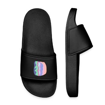 Pastel Wave Layers - Kids’ Pool Sliders - black - Front