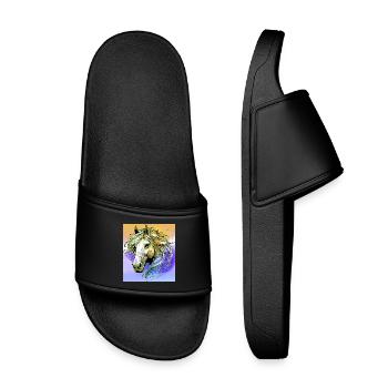horse - Kids’ Pool Sliders - black - Front