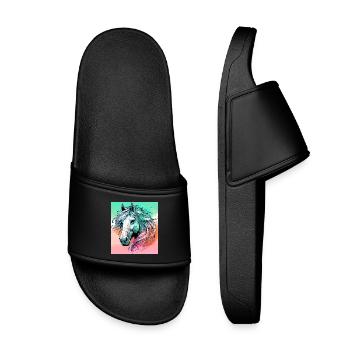 horse - Kids’ Pool Sliders - black - Front