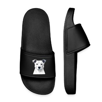 Dog Portrait Geometric - Kids’ Pool Sliders - black - Front
