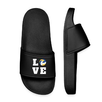 Volleyball Love Gift for Player Mom Coach - Kids’ Pool Sliders - black - Front