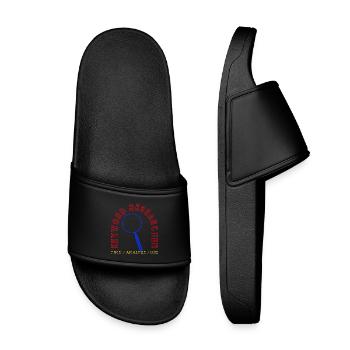 Keyword Research Magnifying Glass Logo - Kids’ Pool Sliders - black - Front