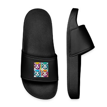 Cat Pop Art - Kids’ Pool Sliders - black - Front