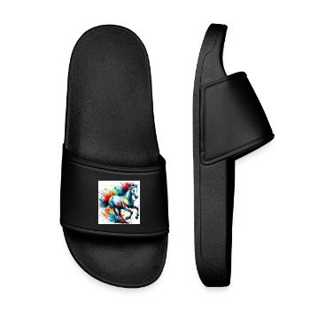 Horse - Kids’ Pool Sliders - black - Front