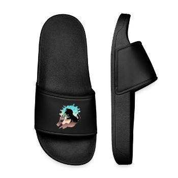 Kawaii Cat with Bubble Tea Cute Sweet Kitty - Kids’ Pool Sliders - black - Front