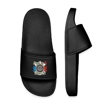 Roi du triple 6 humour fléchettes roi dard cible - Claquettes enfant - noir - Devant