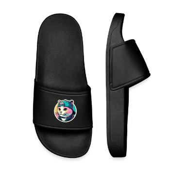Chat avec casquette en pastel - Claquettes enfant - noir - Devant