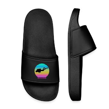 Diving Retro - Kinder Badelatschen - Schwarz - Vorne