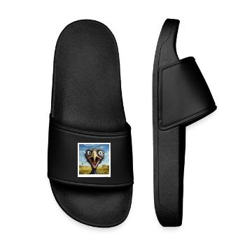 Visage d’autruche bizarre dans la savane - Claquettes enfant - noir - Devant