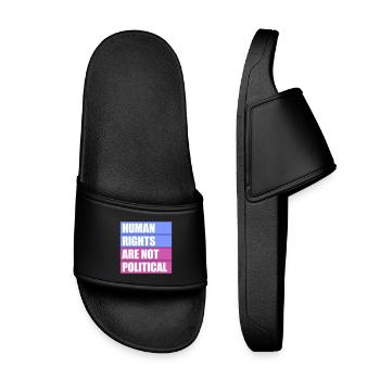 Human Rights Are Not Political Menschenrechte Logo - Kids’ Pool Sliders - black - Front