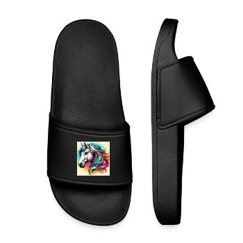 horse - Kids’ Pool Sliders - black - Front