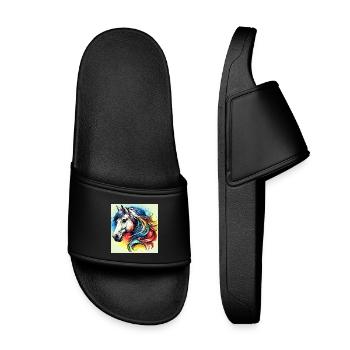 Pferd - Kinder Badelatschen - Schwarz - Vorne