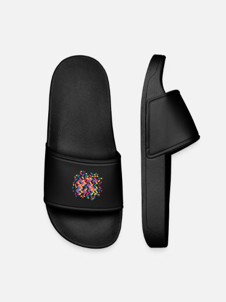A herringbone pattern - Kids’ Pool Sliders - black