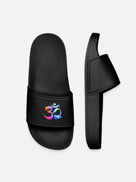 Om arcenciel watercolor - Kids’ Pool Sliders - black