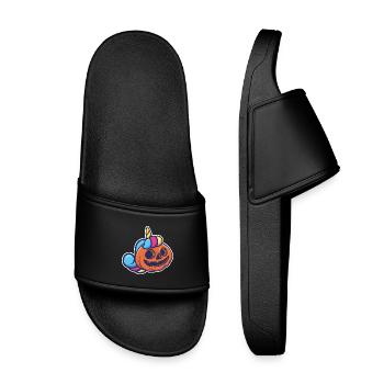 Pumpkin Lantern in Unicorn Halloween Humor - Kids’ Pool Sliders - black - Front