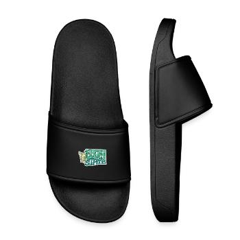 The Evergreen State Washington Map Word Cloud - Kids’ Pool Sliders - black - Front