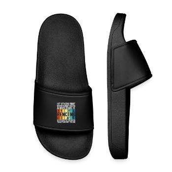 Fencing Sport Pun For Fencers - Kids’ Pool Sliders - black - Front
