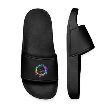 Éclaboussures de peinture de basket-ball - Claquettes enfant - noir - Devant