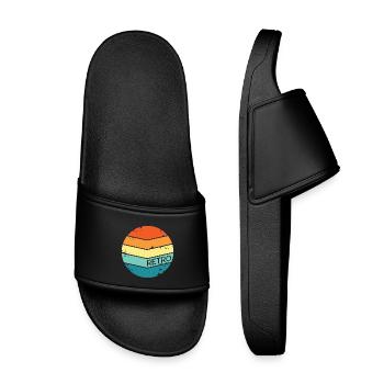 retro symbol kreis Kreise Logo symbole classic - Kinder Badelatschen - Schwarz - Vorne
