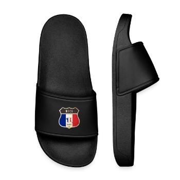 Nizza Frankreich Wappen Flaggen Design - Kinder Badelatschen - Schwarz - Vorne