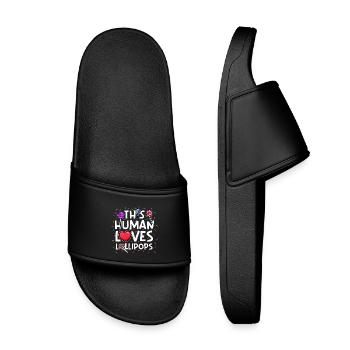 Candy Statement Sweet Tooth Sweets Heart - Kids’ Pool Sliders - black - Front