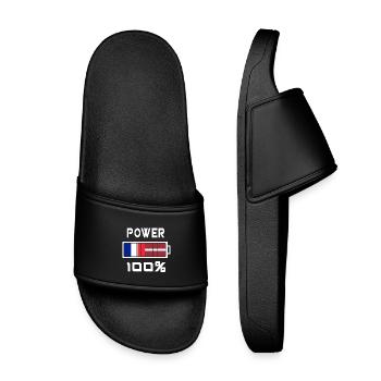 Latvia and France Power 100% - Kids’ Pool Sliders - black - Front
