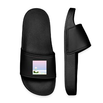 Winter Background - Polar Bear by the Sea - SLEDGES - Kids’ Pool Sliders - black - Front