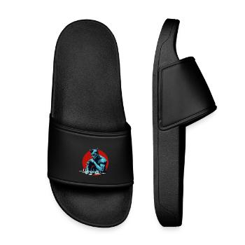 Demon Playing Chess - Kids’ Pool Sliders - black - Front
