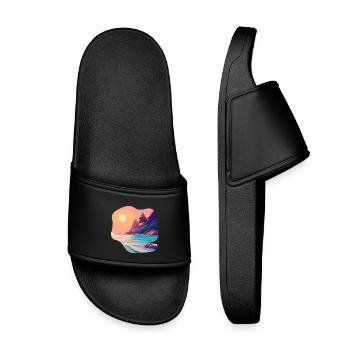 Sunrise Sea Island Holiday - Kids’ Pool Sliders - black - Front