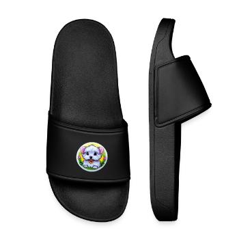 Dog puppy - Kids’ Pool Sliders - black - Front