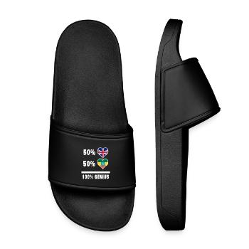 Ethiopia and Great Britain 100% Genius Flag - Kids’ Pool Sliders - black - Front