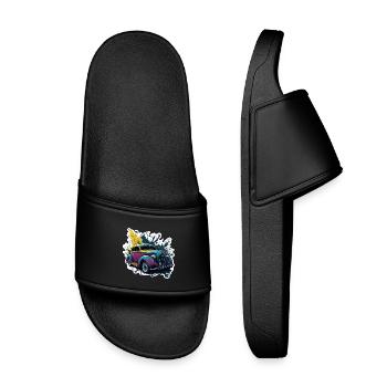 Colored vintage car splash - Kids’ Pool Sliders - black - Front