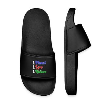 Mother Earth Planet Nature Statement Conservation - Kids’ Pool Sliders - black - Front