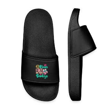 Rollschuh Design - Kinder Badelatschen - Schwarz - Vorne