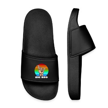 Big Brother Brother's Heart Cool Saying Bro - Kids’ Pool Sliders - black - Front