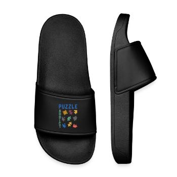 Puzzle addict - Kids’ Pool Sliders - black - Front