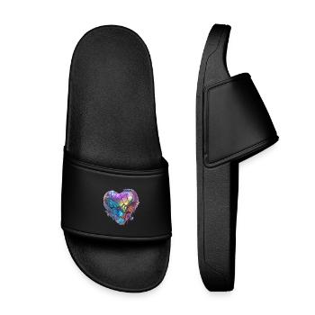 Cœur brisé de pierre - Claquettes enfant - noir - Devant