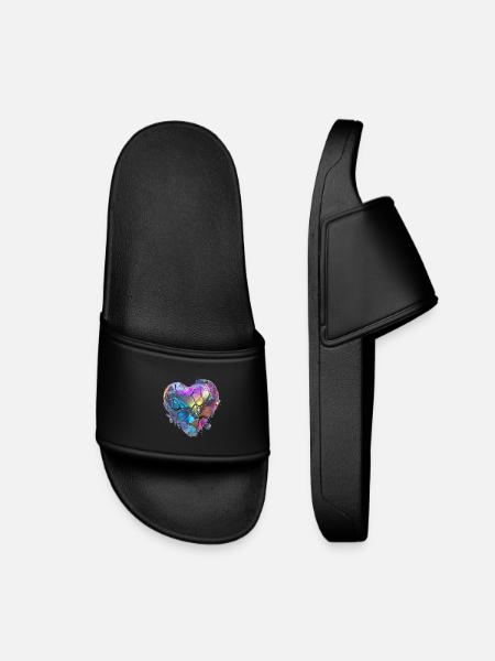 broken heart of stone - Kids’ Pool Sliders - black