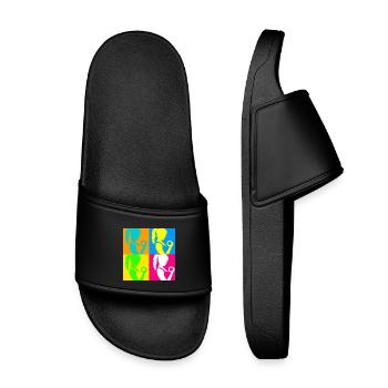Popart Sportliche Damen - Kinder Badelatschen - Schwarz - Vorne