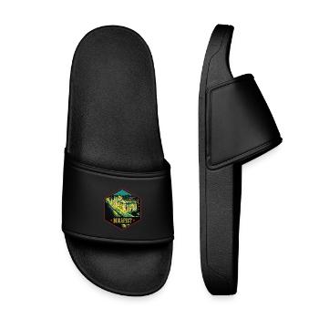Nocturnal illustration Historic Budapest - Kids’ Pool Sliders - black - Front