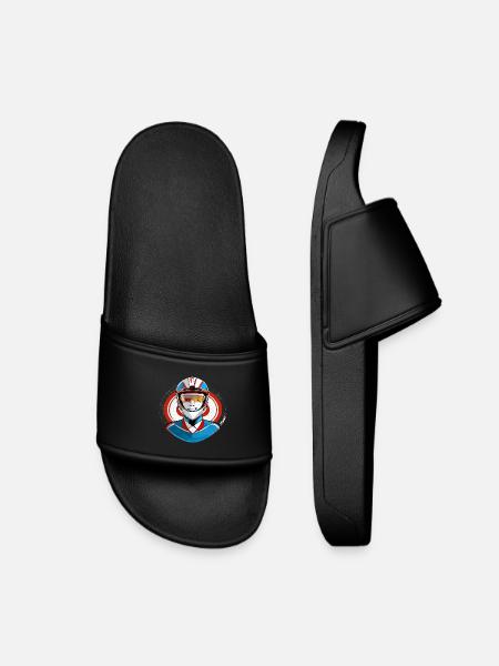 Rennfahrer mit Helm - Kinder Badelatschen - Schwarz