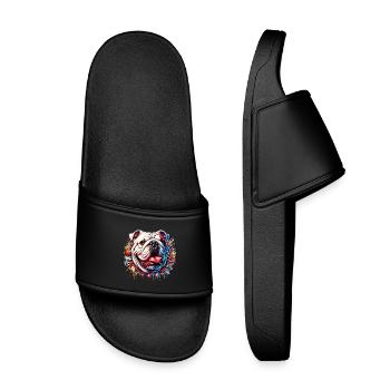 English Bulldog Dog - Kids’ Pool Sliders - black - Front